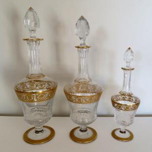Choice Of Saint Louis Crystal Decanter Model Thistle Gold Signed