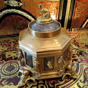 Jewelry Box In Bronze And Brass Boulle Napoleon III Period