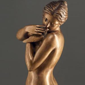 Charles-auguste Fraikin, Bronze - Antique Cast - Venus With A Dove - 1841