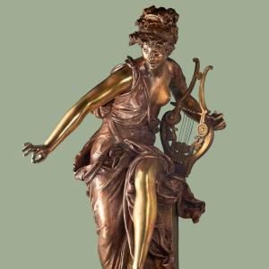 Carrier-belleuse: Harmony Large Antique Bronze 19th Century