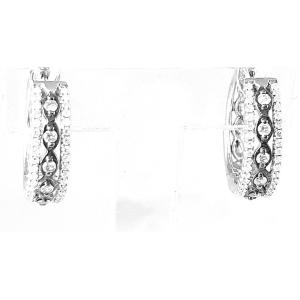 BOUCLES D'OREILLES "CREOLES" OR BLANC/OR NOIR et DIAMANTS