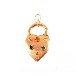 Gold And Gemstone Heart Charm