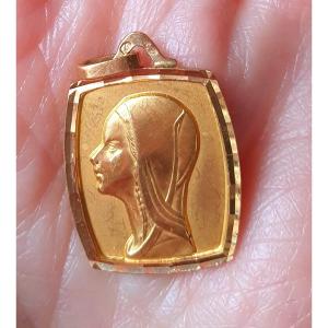 "virgin" Medal, 750/1000 Yellow Gold