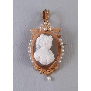 Brooch-agate Cameo Pendant - 19th Century - Napoleon III