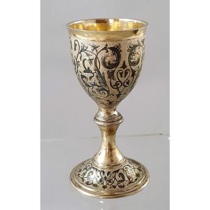 Cup On A Foot. Russian Silver With Niella And Scroll - 19th Century