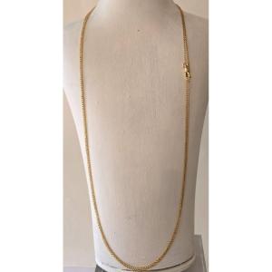 Long Yellow Gold Necklace With Jaseron Link - 19th Century