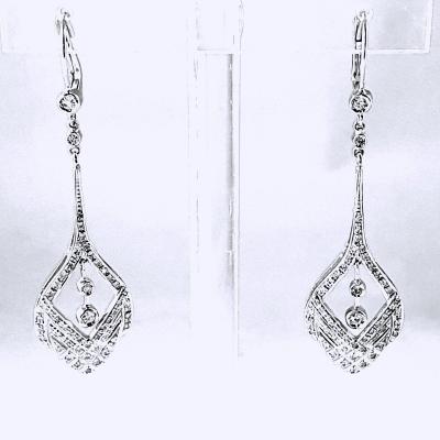 BOUCLES d'OREILLES LONGUES OR BLANC &DIAMANTS