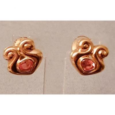 Yellow Gold And Pink Tourmaline Clip-on Earrings (for Non-pierced Ears)