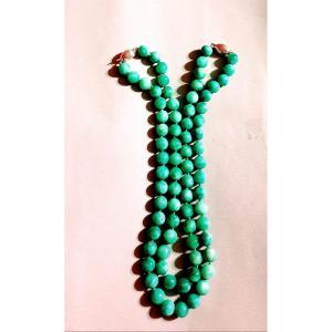 2 COLLIERS PERLES DE JADE POUVANT ÊTRE REUNIS EN UN SAUTOIR