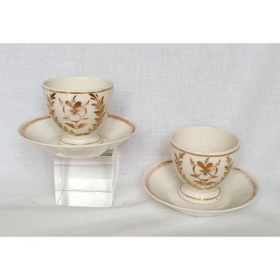 2 TASSES PORCELAINE DE PARIS -EPOQUE RESTAURATION - XIXème siècle