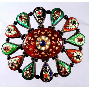 Bressanne Brooch In Silver And Enamel - Circa 1900