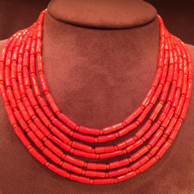 COLLIER "COLLERETTE" composé de 7 RANGS DE CORAIL MEDITERRANEEN
