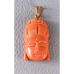 Coral Buddha Pendant