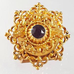 Round Vermeil Brooch - 19th Century