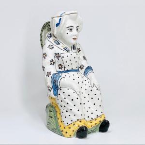 Large "jacqueline" Jug In Earthenware From Lille - Eighteenth Century