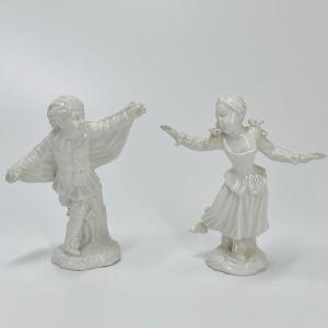 Pair Of Statuettes Depicting Two Young Dancers - Eighteenth Century