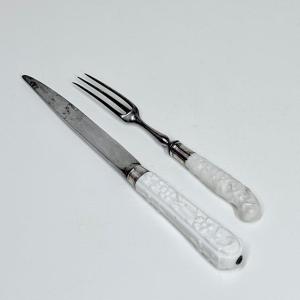 Fork And Knife In Saint-cloud Porcelain - Eighteenth Century