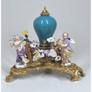 Gilded Bronze And Porcelain Perfume Fountain - 19th Century