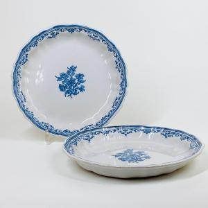 Pair Of Moustiers Earthenware Compote Plates - Eighteenth Century