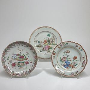 Three East India Company Porcelain Plates - 18th Century