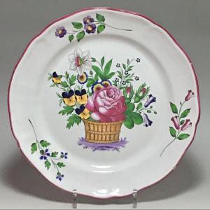 Les Islettes - Dupré Period - Dish Decorated With A Flower Basket - Early Nineteenth Century