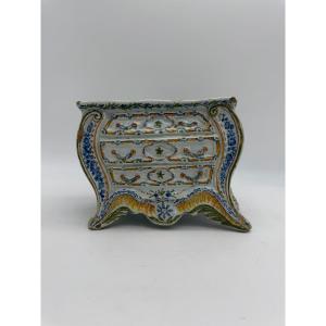 Flowerpot In The Shape Of A Chest Of Drawers, Made Of Earthenware 