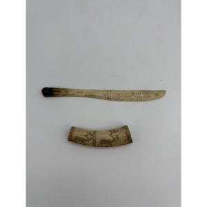 Two Objects Made Of Eskimo Bone 