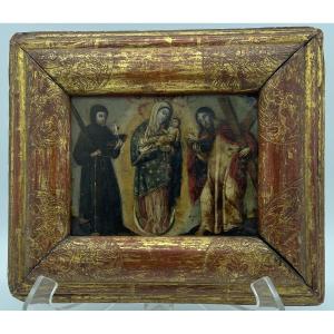 17th Century Painting Representing Our Lady Of Chiquinquirá. Colombia Or Venezuela