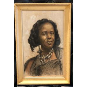 Henry Pontoy (1888-1956) Portrait Of Woman With Necklace