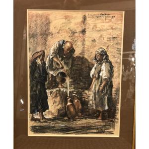 Henry Pontoy (1888- 1956) Scene Of Life At La Fontaine