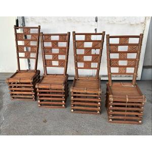 Suite Of Four Bamboo Chairs Vietnam Around 1930-40 Indochina
