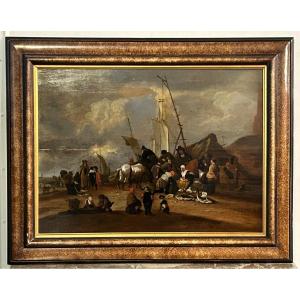 Large Painting - Painting On Wood Panel Dutch School End XVII Or Beginning XVIII