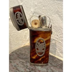 18th Century Tortoiseshell And Silver Travel Or Sewing Kit