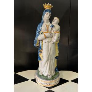 Large Virgin Of Birth In Nevers Earthenware "our Lady Victory For Us" Eighteenth Time