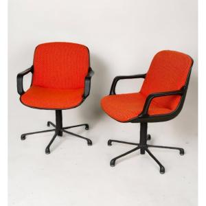 Charles Pollock (1902-1988) Pair Of Comforto Edition Armchairs Circa 1970