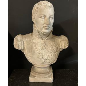 Old Bust Of Charles Félix - King Of Sardinia (1765-1831) Plaster H 62 Cm