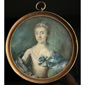 Miniature - Portrait Of A Woman From The 18th Century
