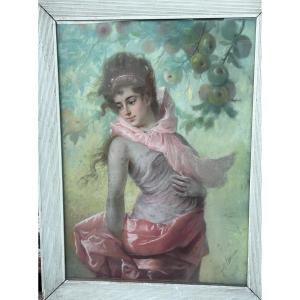 Pegot Bernard (1830-1900) Portrait - Pastel Signed And Dated 1897
