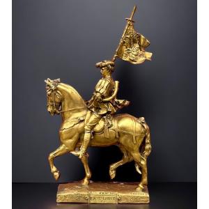 Emmanuel Frèmiet Paris (1824-1910) Saint Hubert 1520 Large Gilt Bronze
