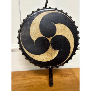 Rare And Old Drum - Tambourine - Gong - Japanese Art Meiji Period Golden Lacquer 19th Century