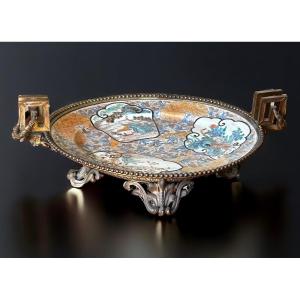 Large Japanese Dish Mounted In Bronze Louis XVI Napoleon III Style - 19th Century Japan L 56cm