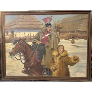 Russian School 20th Century Large Oil On Canvas Signed M. Gaozot Dated 79