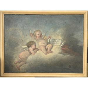 French School Of The 19th Century Allegory Of Music - Loves Putti In The Spirit Of F Boucher