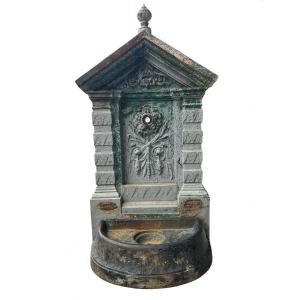Antique Cast Iron Wall Or Wall Fountain By Antoine Durenne, Late 19th Century