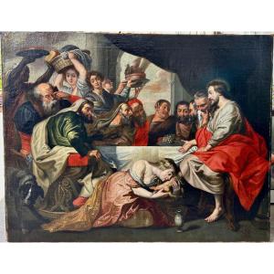 Flemish School, 17th Century, Follower Of Peter Paul Rubens - The Supper At Simon The Pharisee's