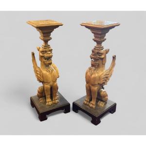 Pair Of Griffin Saddles From The Late 19th Century - Sheath - Column - Napoleon III Saddle