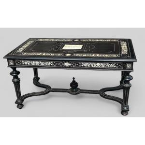 Large Italian Coffee Table Or Desk Attributed To Ferdinand Pogliani - 19th Century