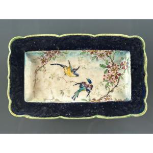 Théodore Deck - Earthenware Ashtray With Bird Decoration - Ceramic 