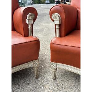 Pair Of Neoclassical Style Bergère Armchairs From Maison Jansen Circa 1950
