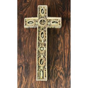 Reliquary Cross Paperolle Late 18th Century - 6 Religious Relics - Relic - Religious 